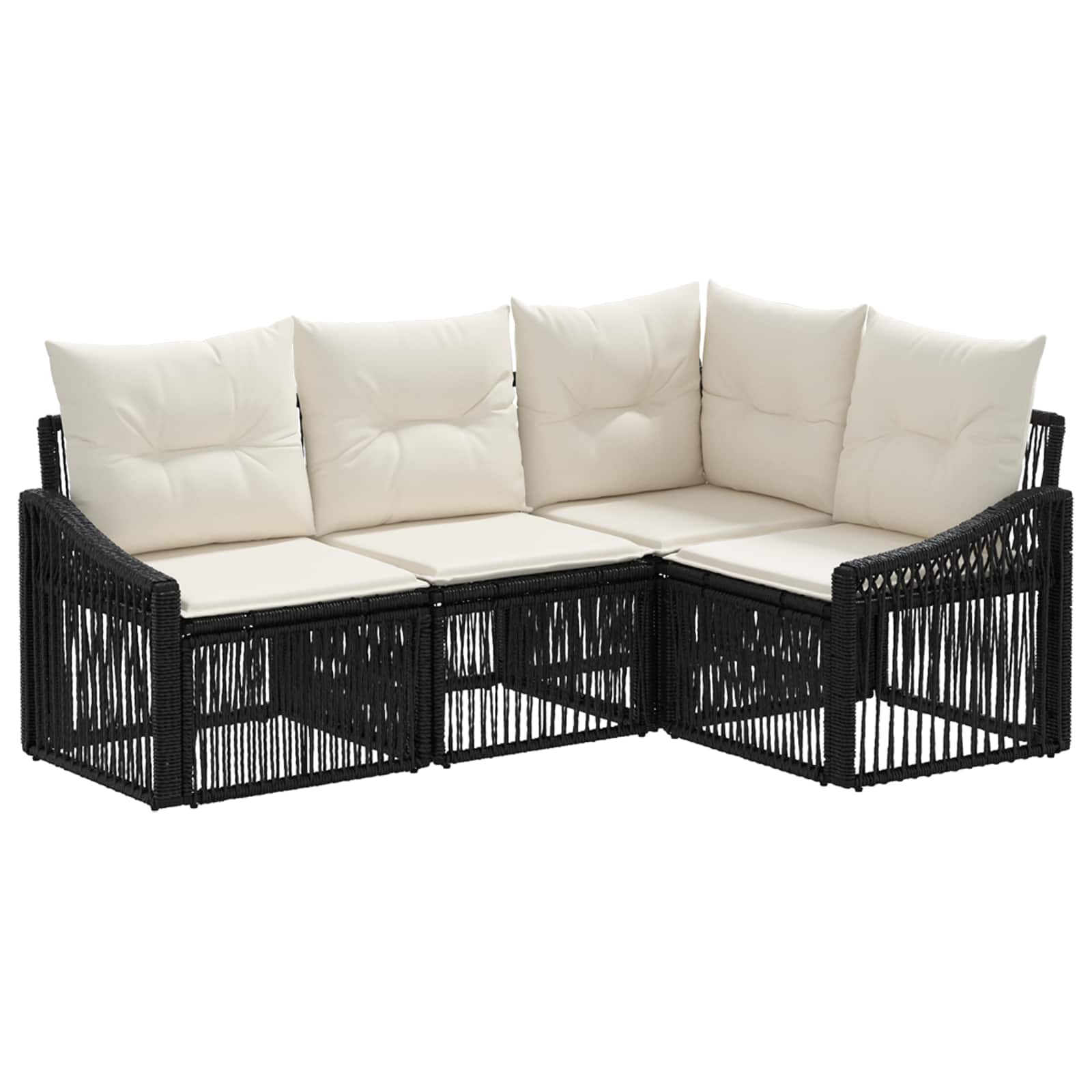 vidaXL Tuinbankenset 5 pcs Zwart poly rattan