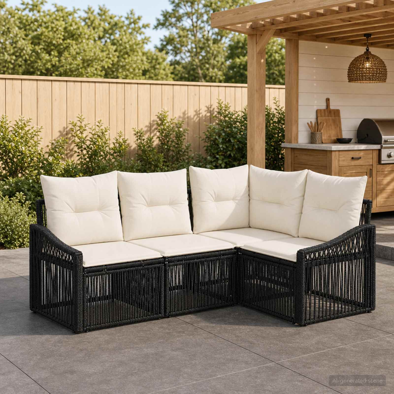 vidaXL Tuinbankenset 5 pcs Zwart poly rattan