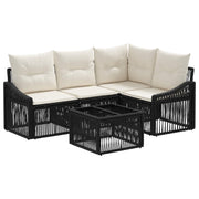 vidaXL Tuinbankenset 5 pcs Zwart poly rattan