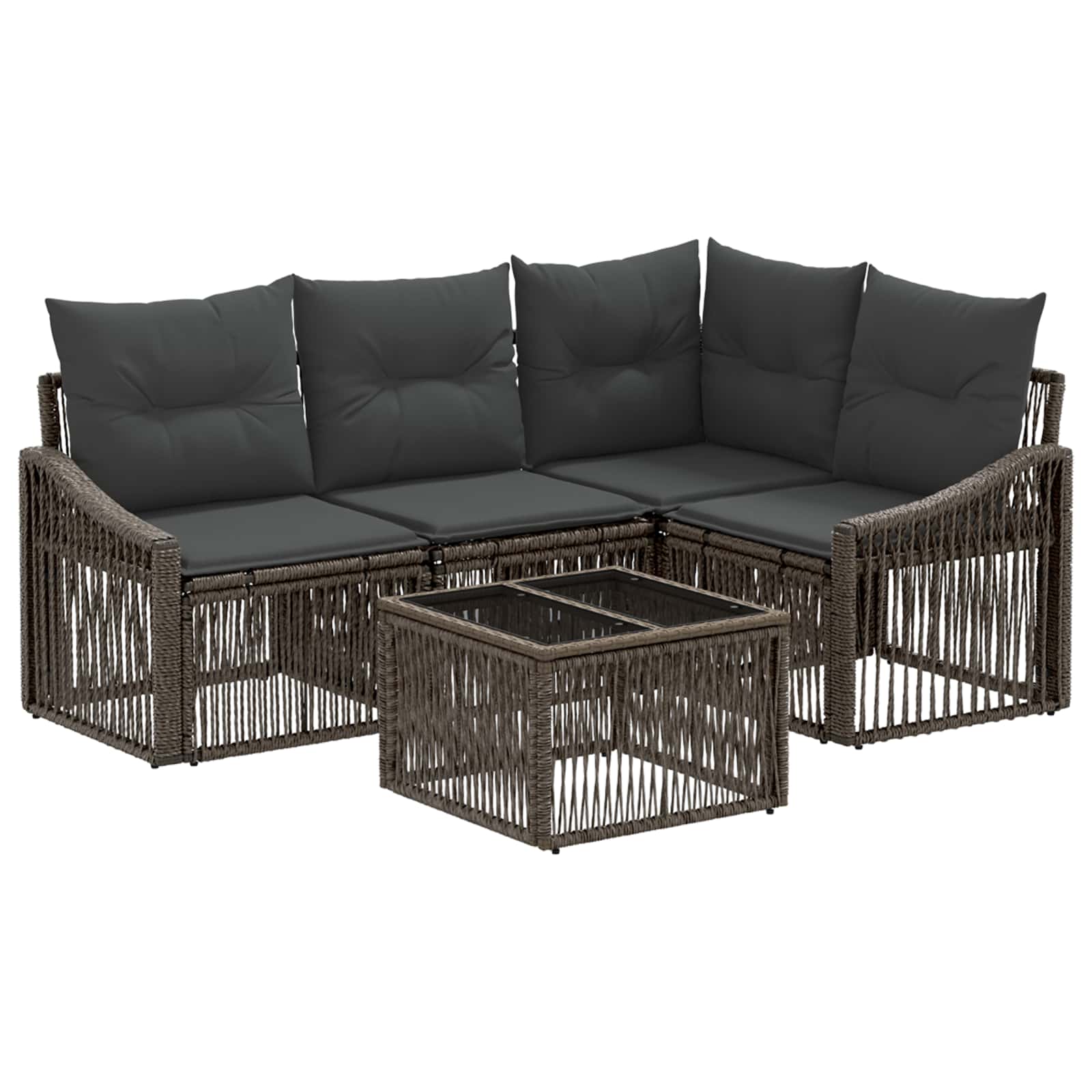 vidaXL Tuinbankenset 5 pcs Zwart poly rattan