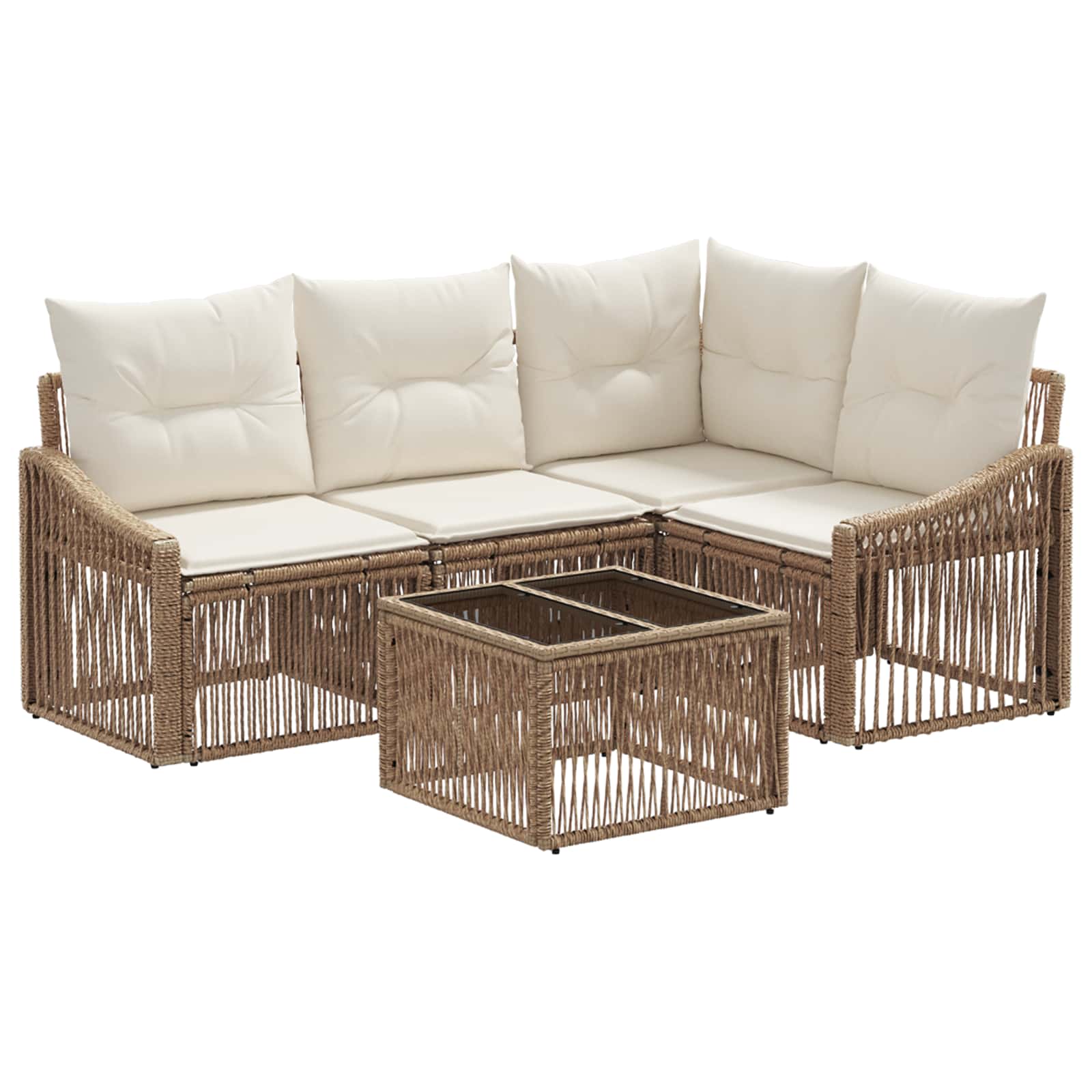 vidaXL Tuinbankenset 5 pcs Zwart poly rattan