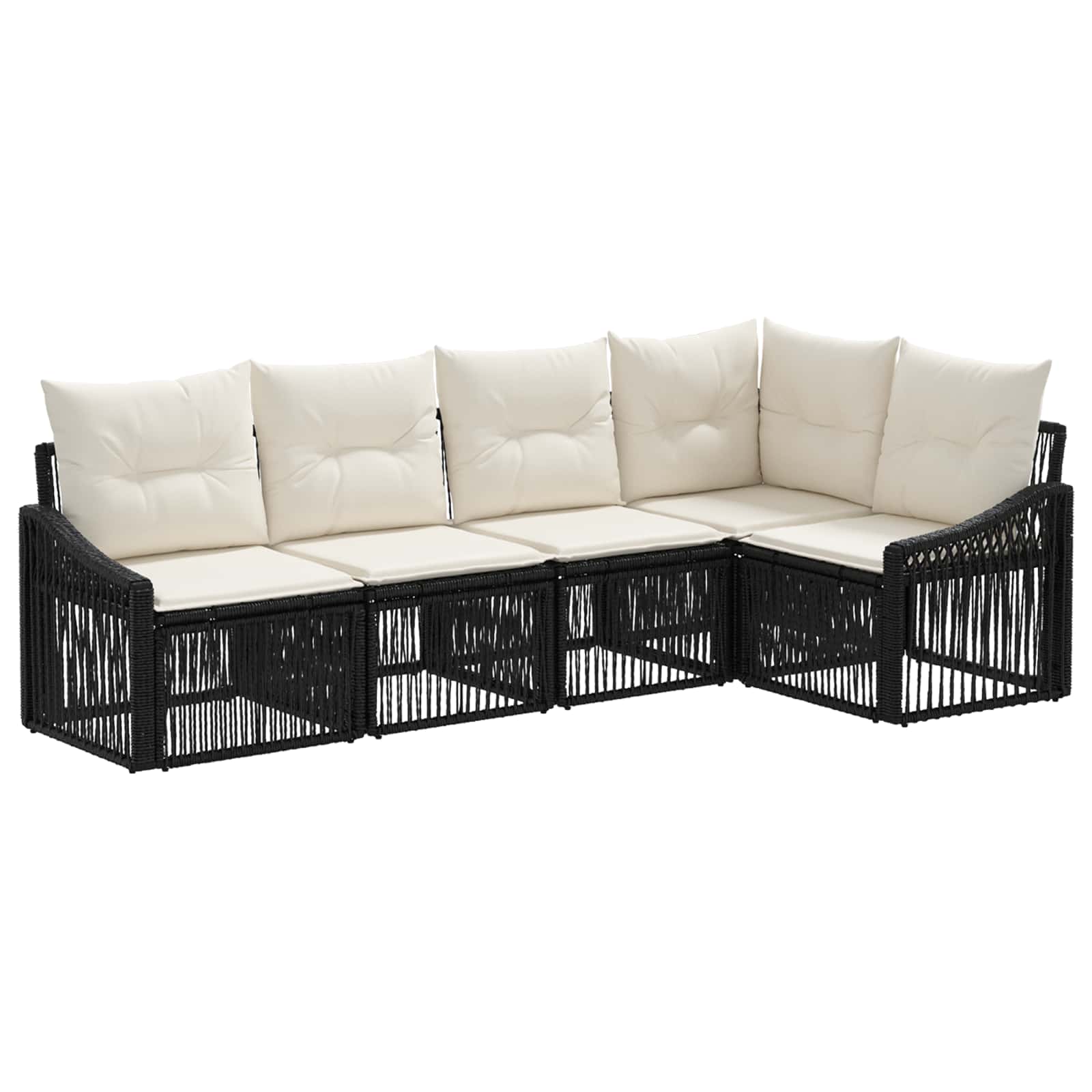 vidaXL Tuinbankenset 6 pcs Zwart poly rattan