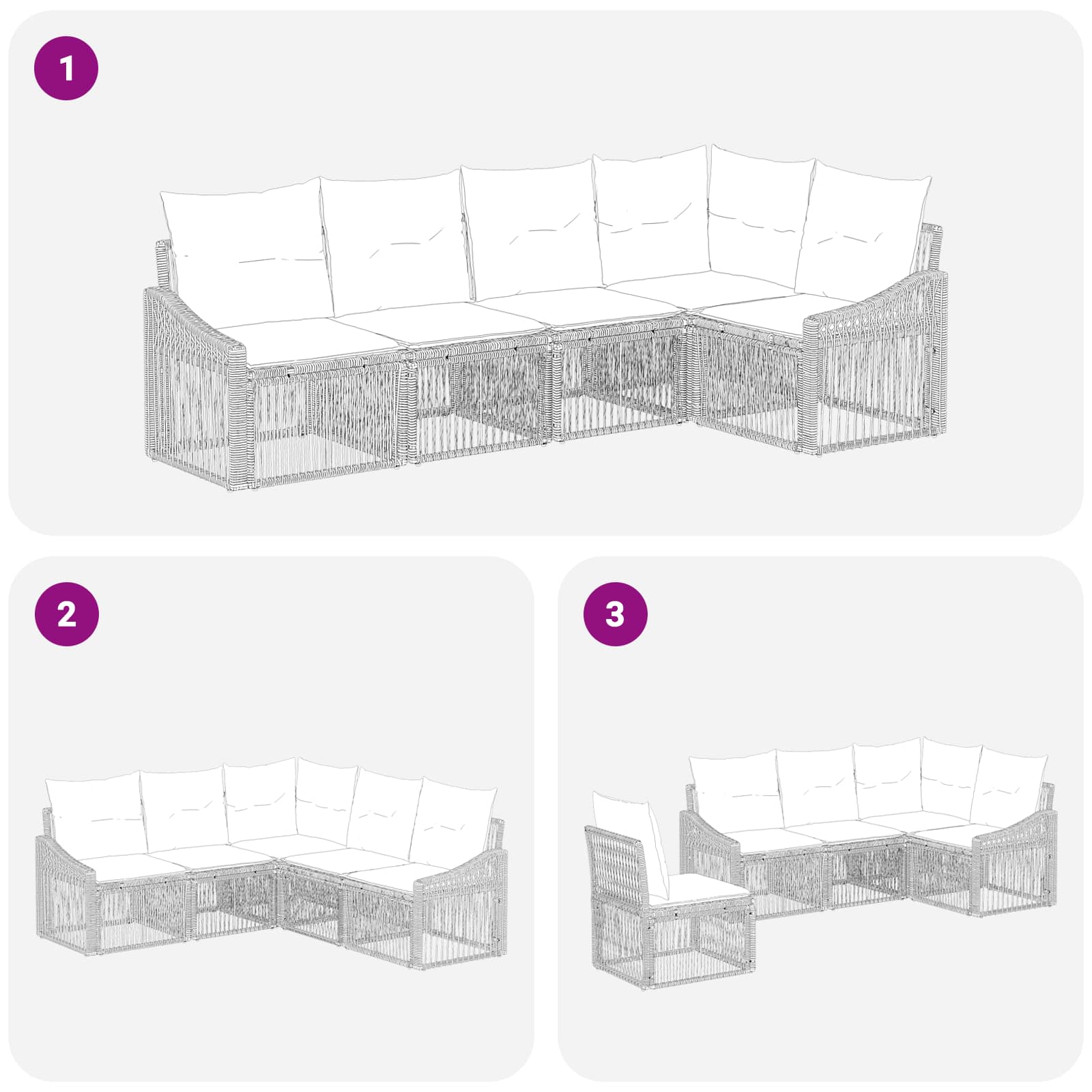 vidaXL Tuinbankenset 6 pcs Zwart poly rattan