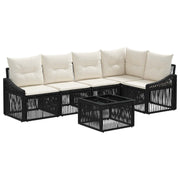 vidaXL Tuinbankenset 6 pcs Zwart poly rattan