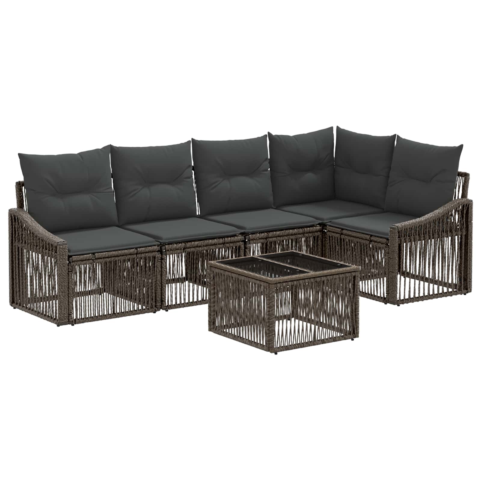 vidaXL Tuinbankenset 6 pcs Zwart poly rattan