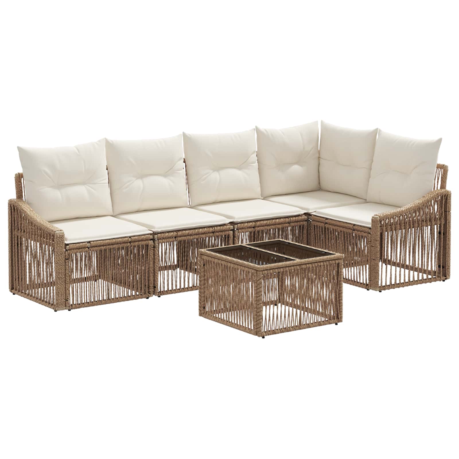 vidaXL Tuinbankenset 6 pcs Zwart poly rattan