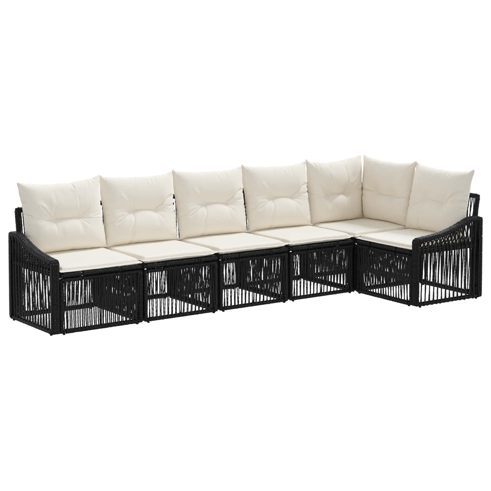 vidaXL Tuinbankenset 7 pcs Zwart poly rattan