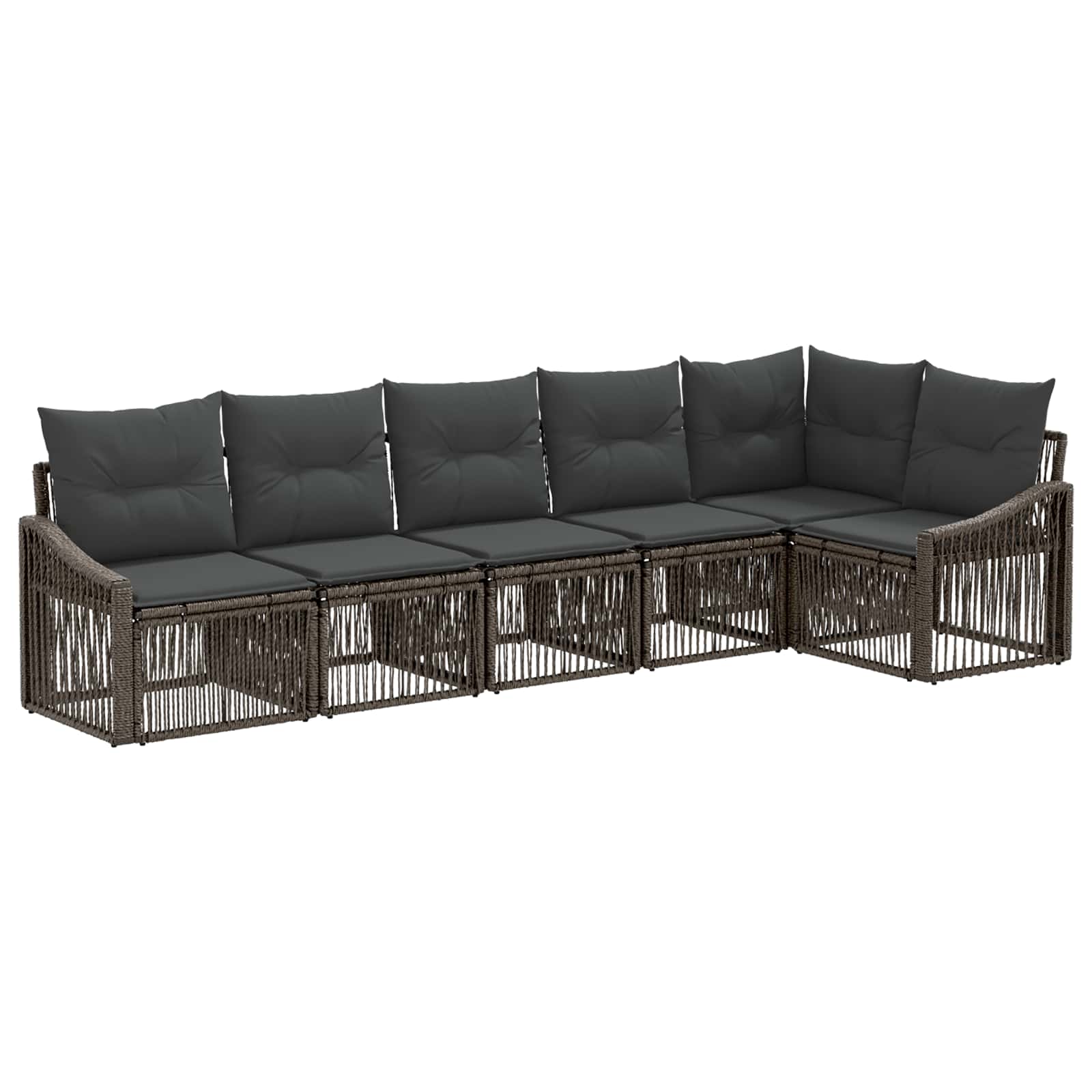 vidaXL Tuinbankenset 7 pcs Zwart poly rattan