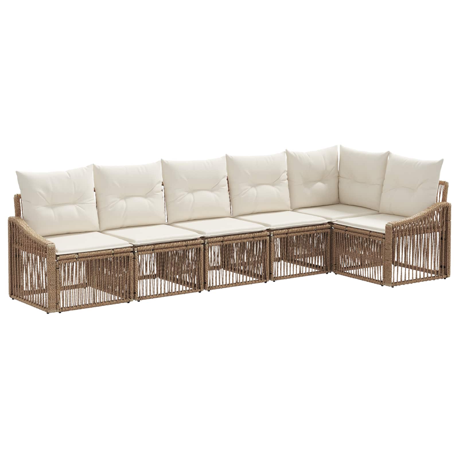 vidaXL Tuinbankenset 7 pcs Zwart poly rattan