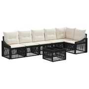 vidaXL Tuinbankenset 7 pcs Zwart poly rattan