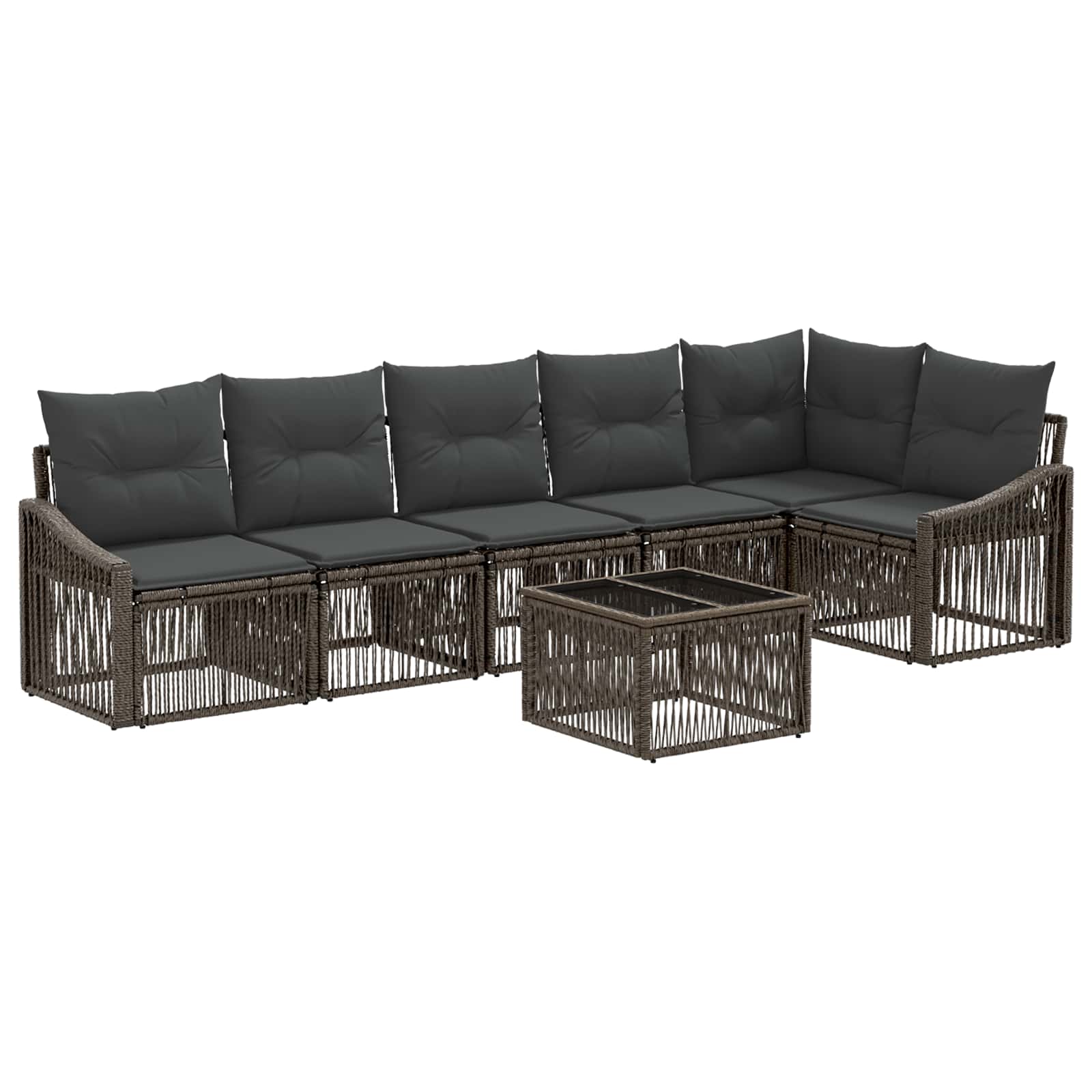 vidaXL Tuinbankenset 7 pcs Zwart poly rattan