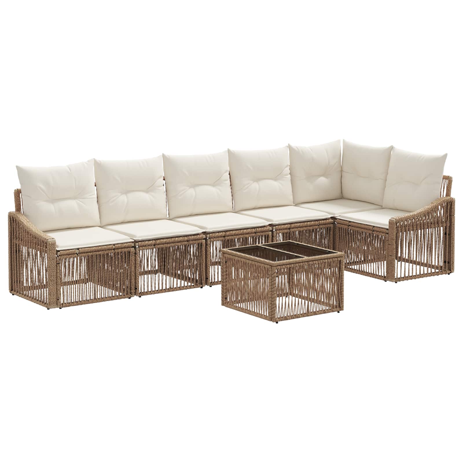 vidaXL Tuinbankenset 7 pcs Zwart poly rattan