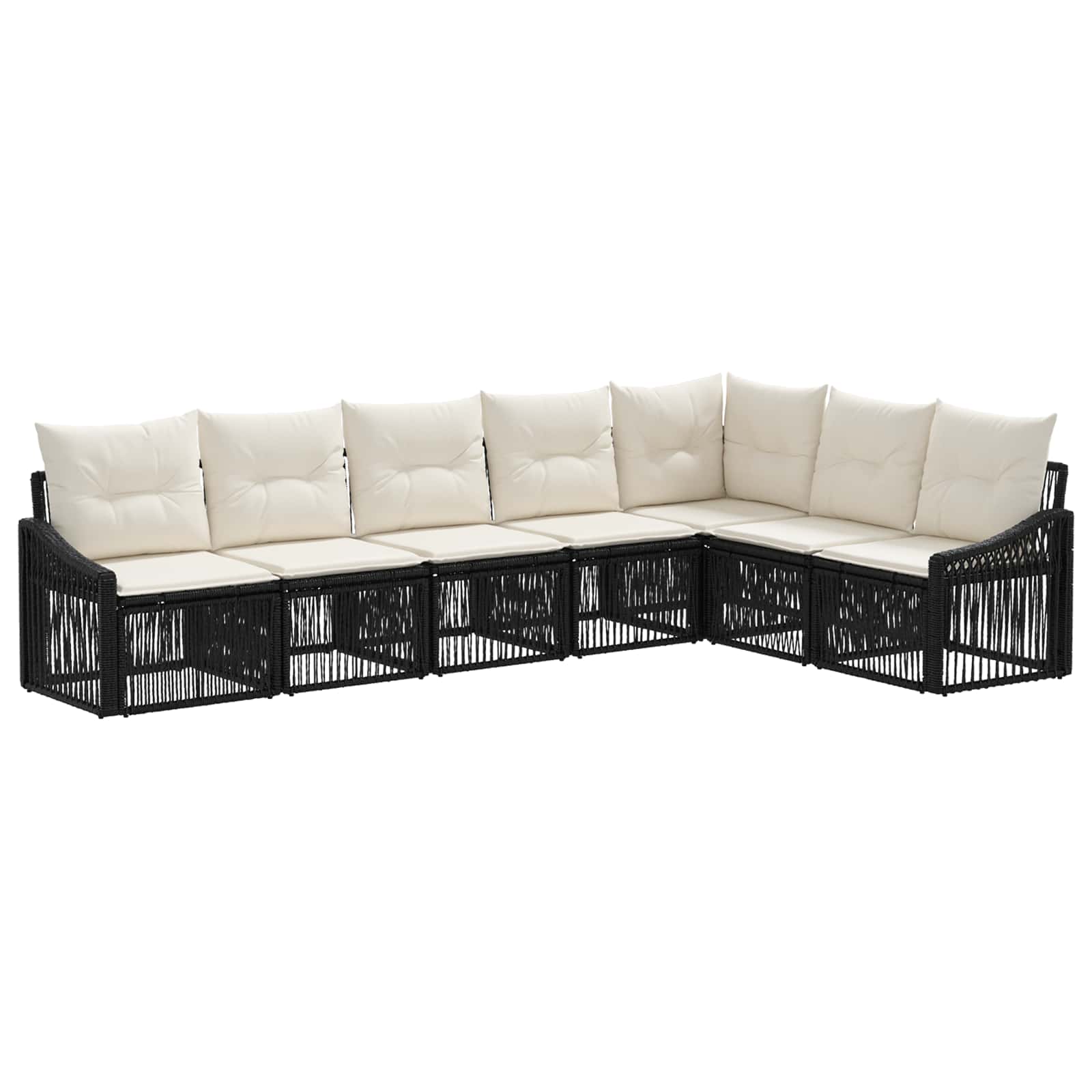 vidaXL Tuinbankenset 8 pcs Zwart poly rattan