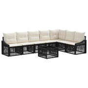 vidaXL Tuinbankenset 8 pcs Zwart poly rattan