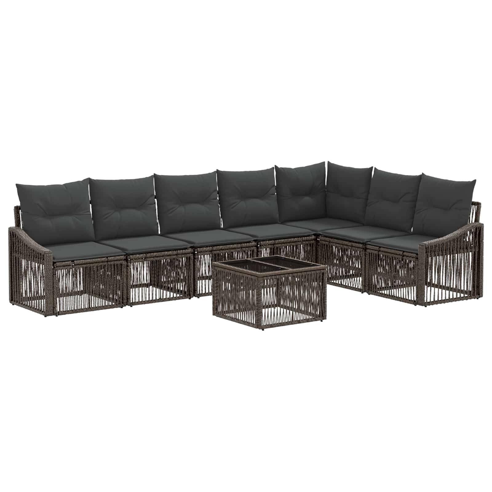 vidaXL Tuinbankenset 8 pcs Zwart poly rattan