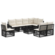 vidaXL Tuinbankenset 9 pcs Zwart poly rattan