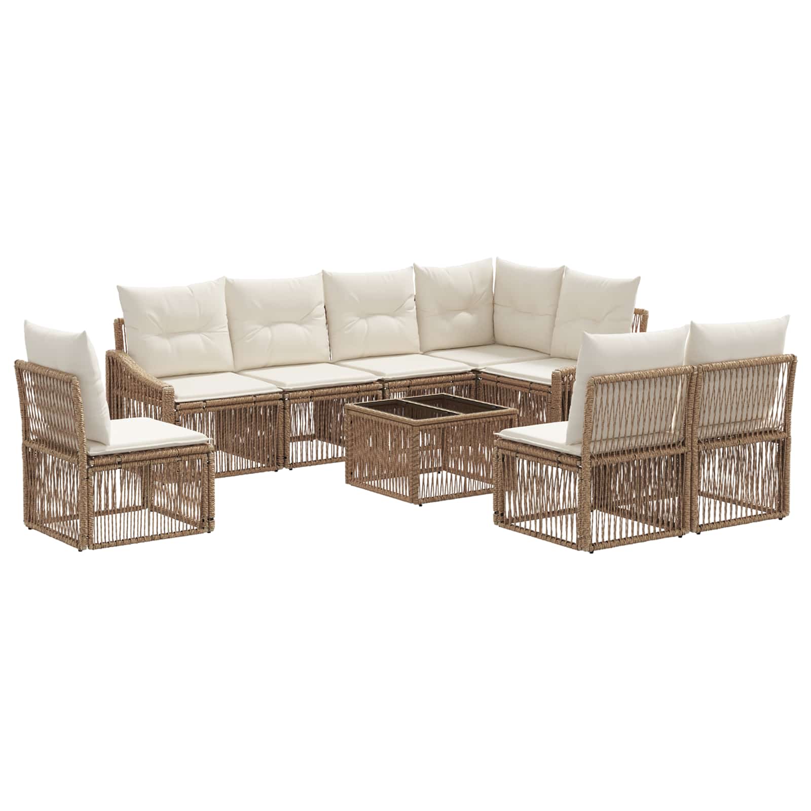 vidaXL Tuinbankenset 9 pcs Zwart poly rattan