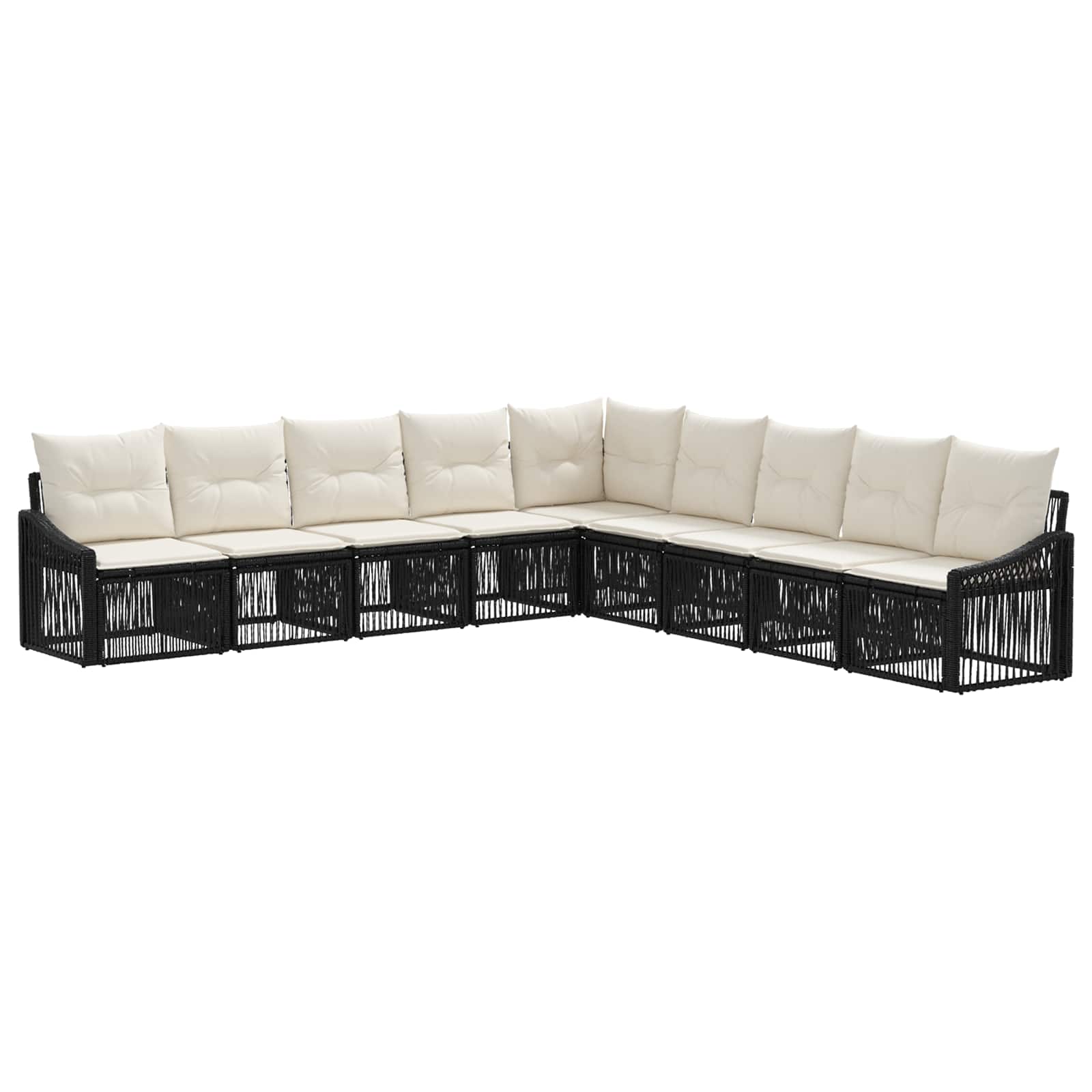 vidaXL Tuinbankenset 10 pcs Zwart poly rattan