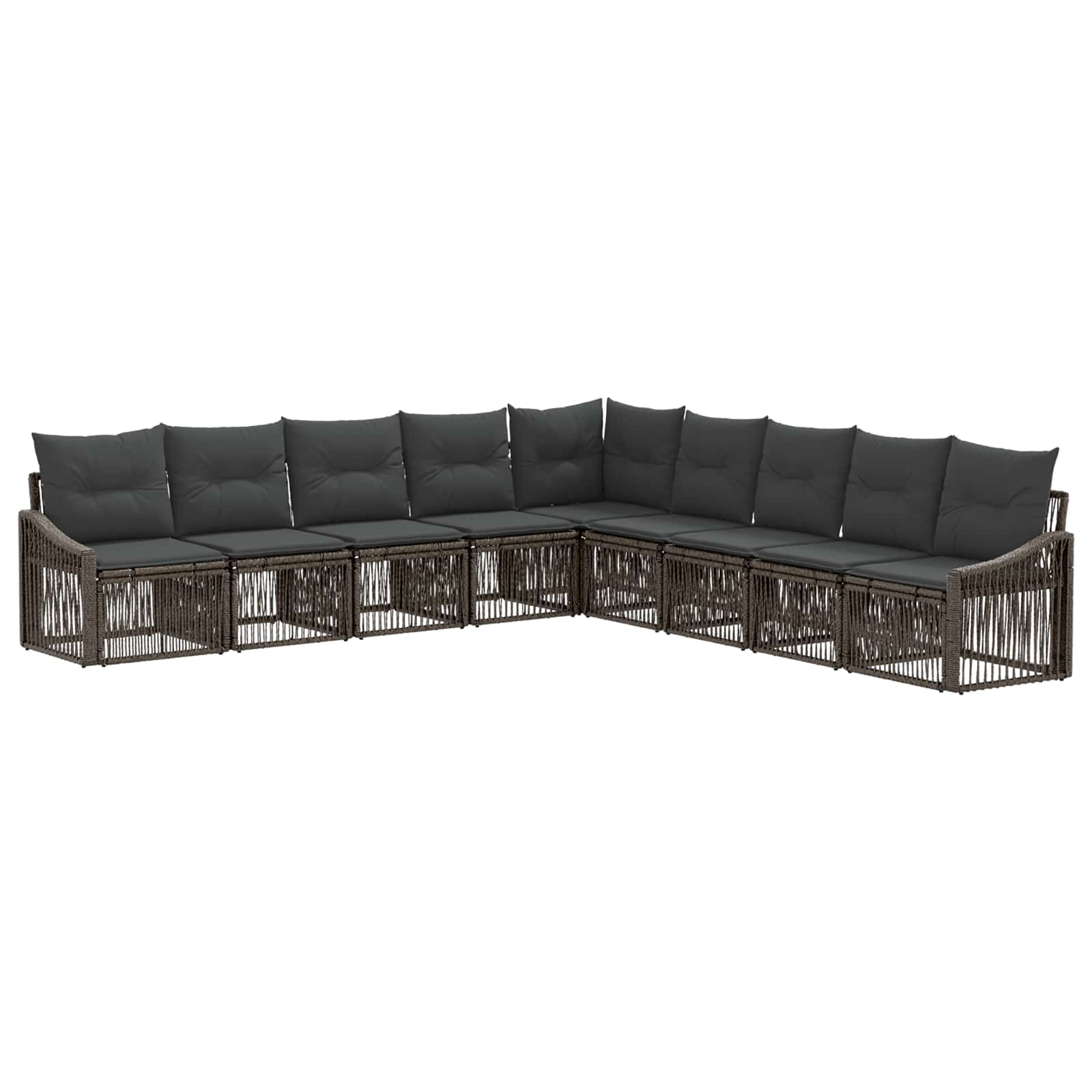 vidaXL Tuinbankenset 10 pcs Zwart poly rattan