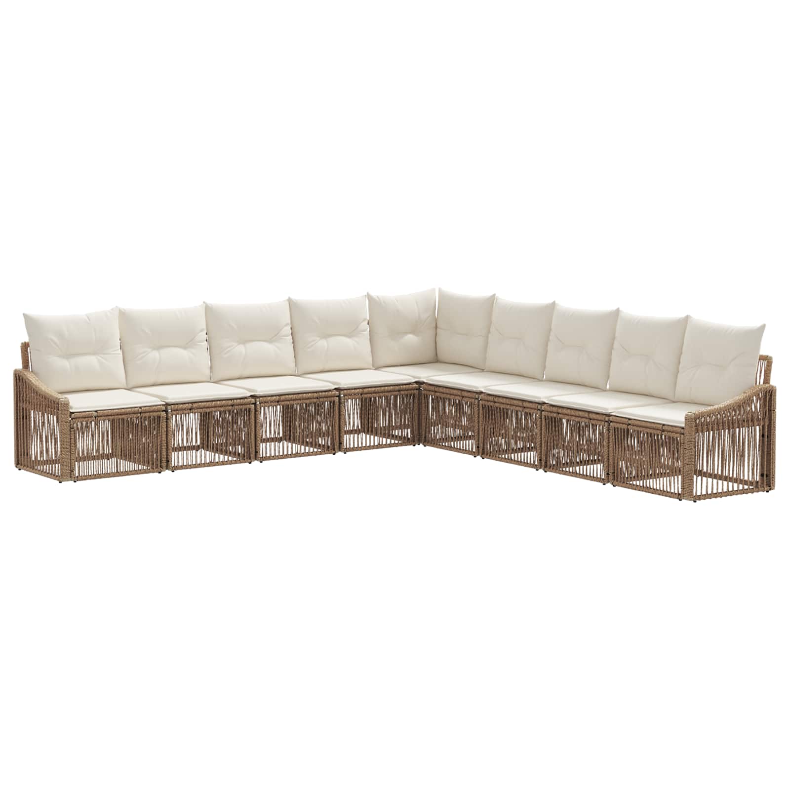 vidaXL Tuinbankenset 10 pcs Zwart poly rattan