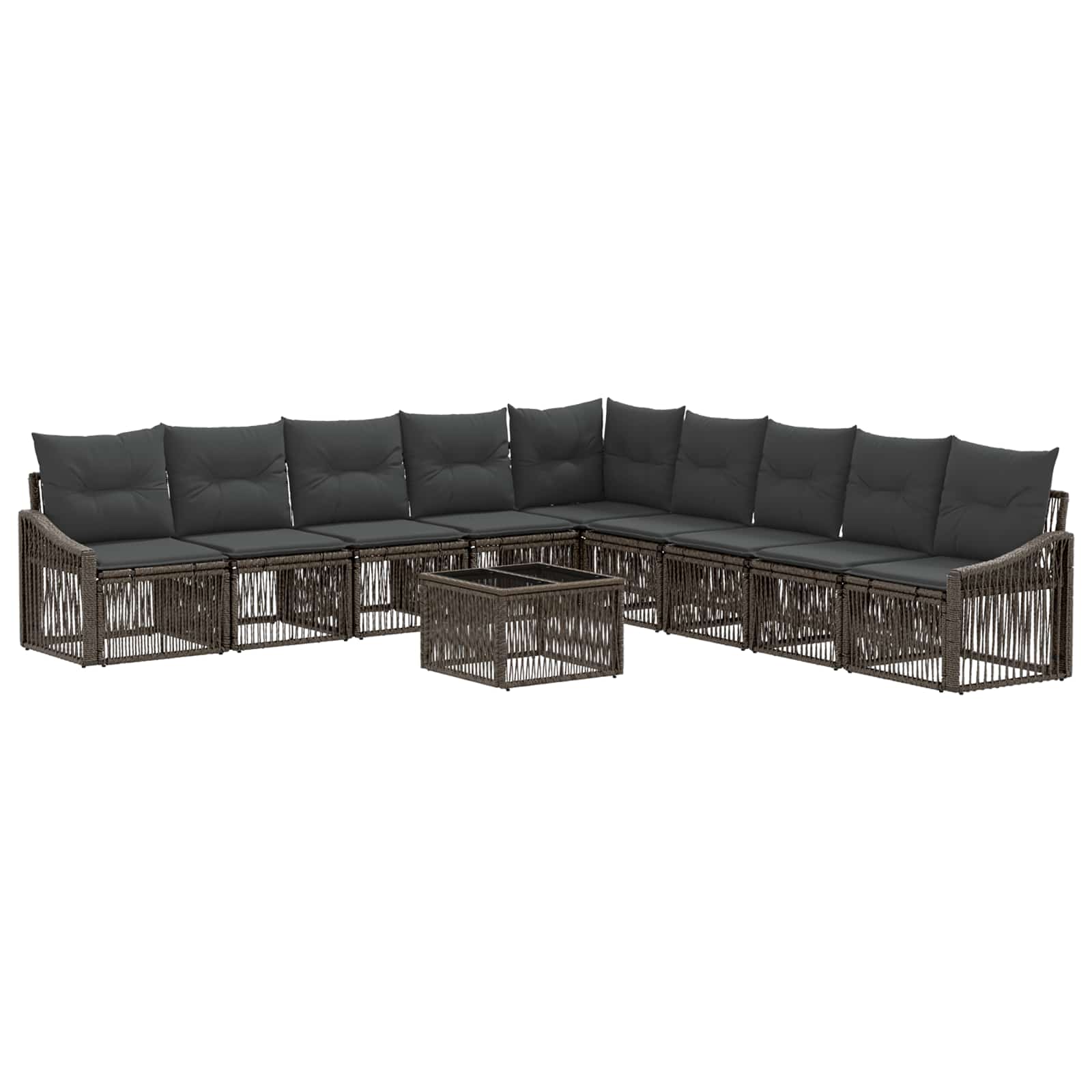 vidaXL Tuinbankenset 10 pcs Zwart poly rattan