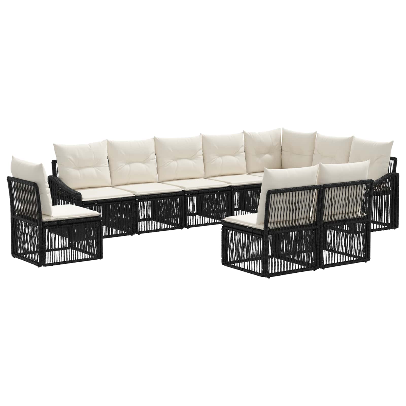vidaXL Tuinbankenset 11 pcs Zwart poly rattan