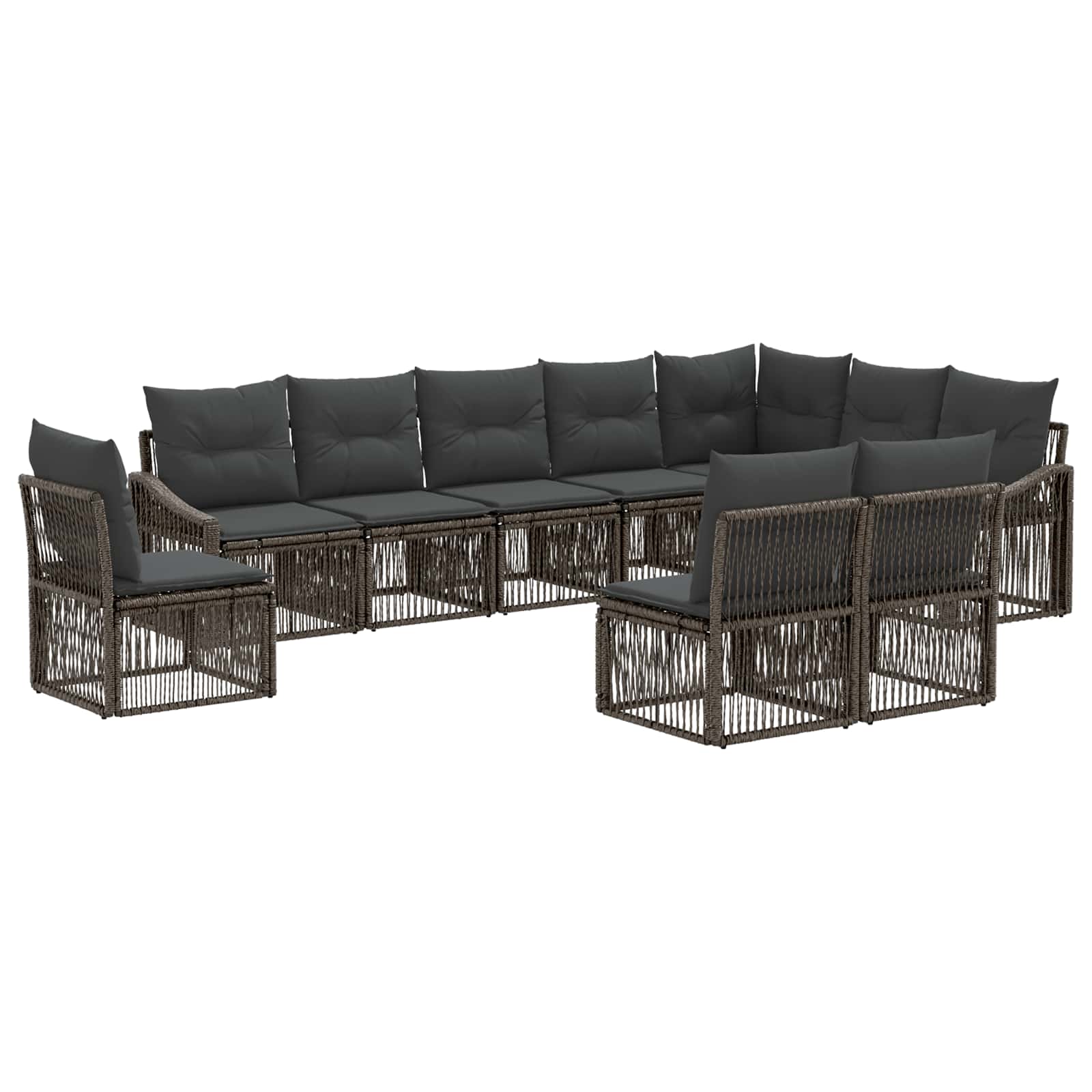 vidaXL Tuinbankenset 11 pcs Zwart poly rattan