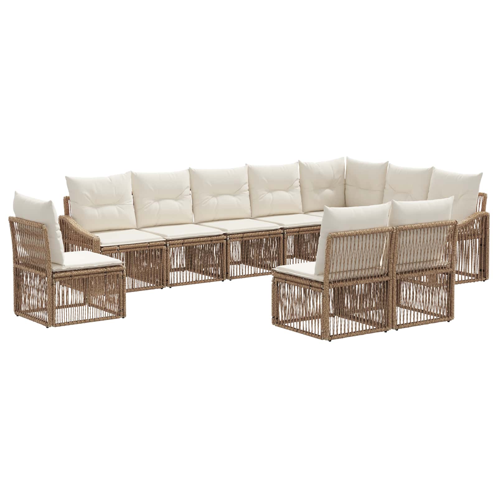 vidaXL Tuinbankenset 11 pcs Zwart poly rattan