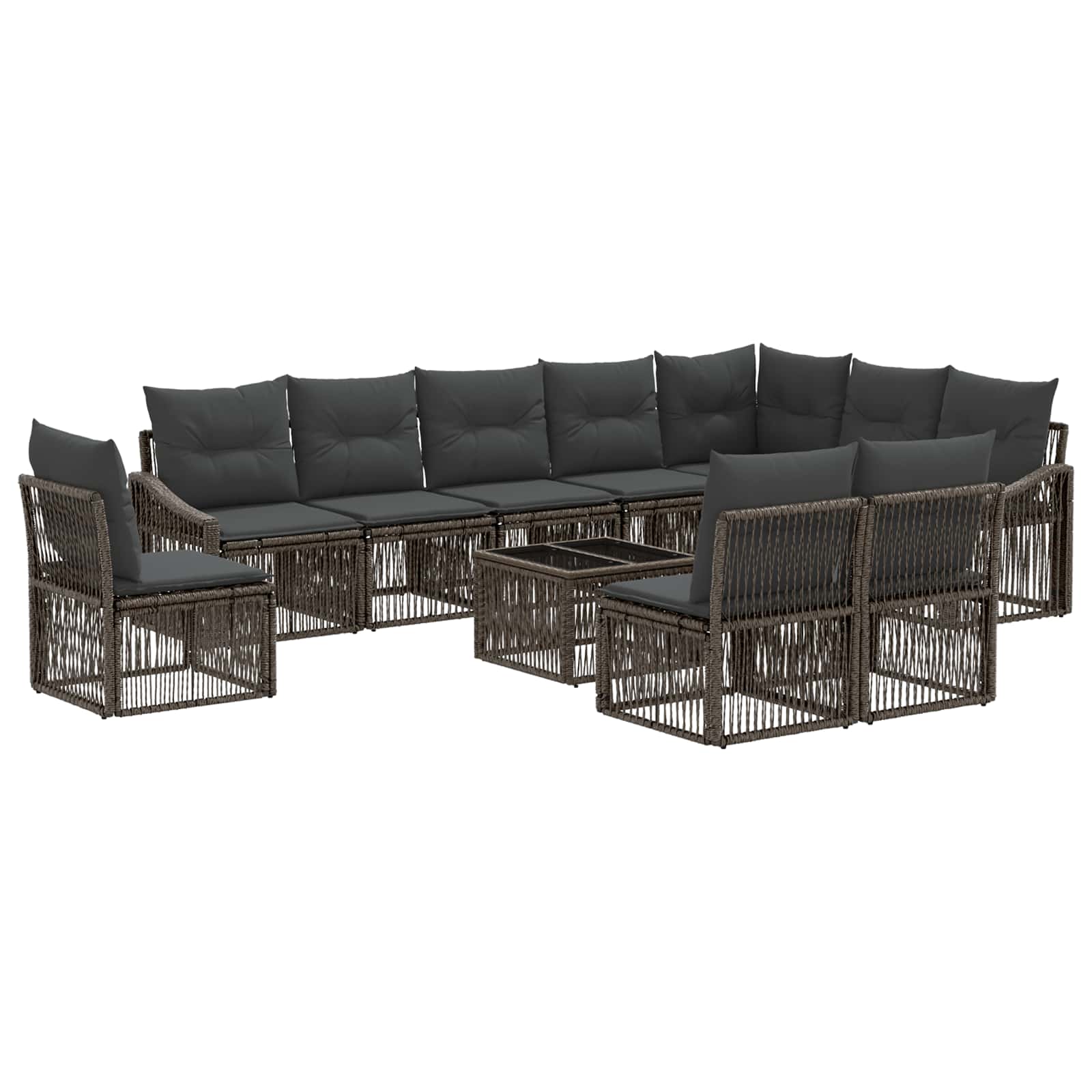 vidaXL Tuinbankenset 11 pcs Zwart poly rattan