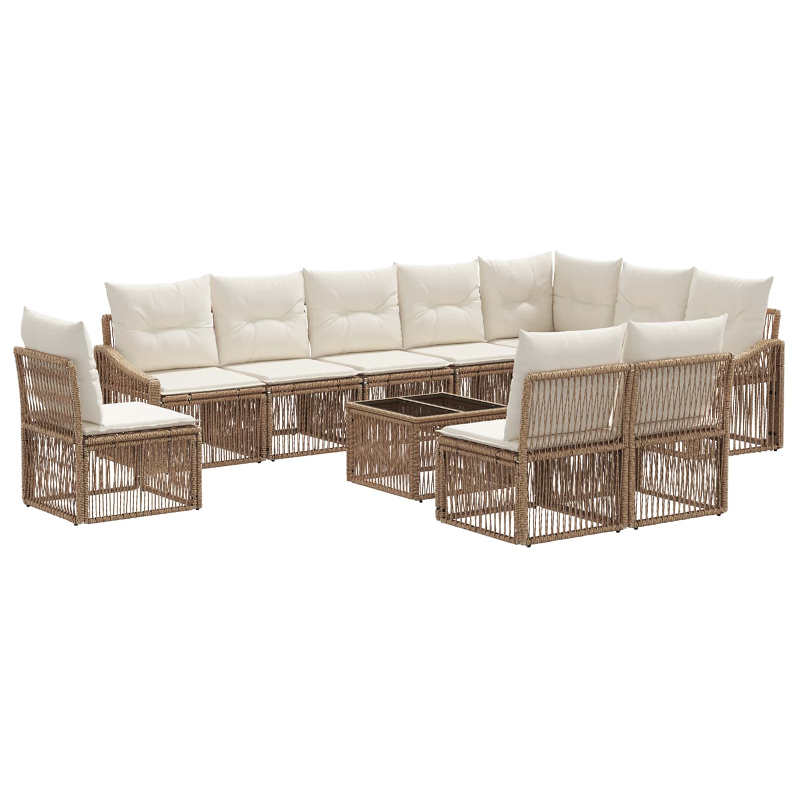 vidaXL Tuinbankenset 11 pcs Zwart poly rattan