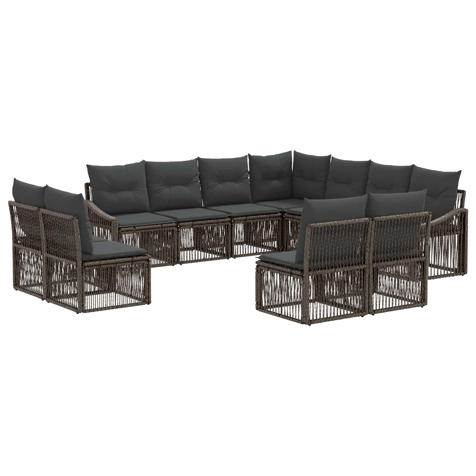 vidaXL Tuinbankenset 12 pcs Zwart poly rattan