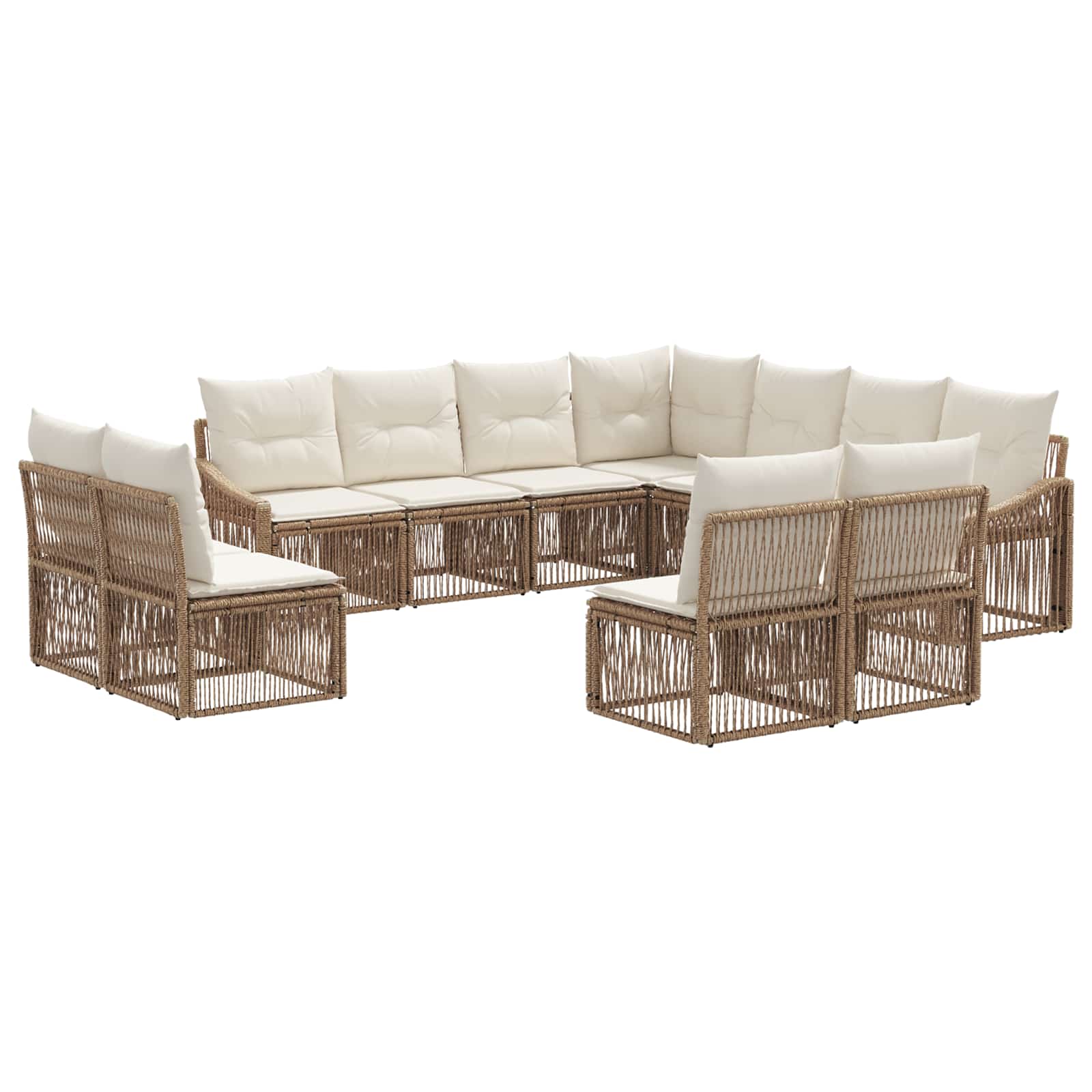 vidaXL Tuinbankenset 12 pcs Zwart poly rattan
