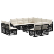 vidaXL Tuinbankenset 12 pcs Zwart poly rattan