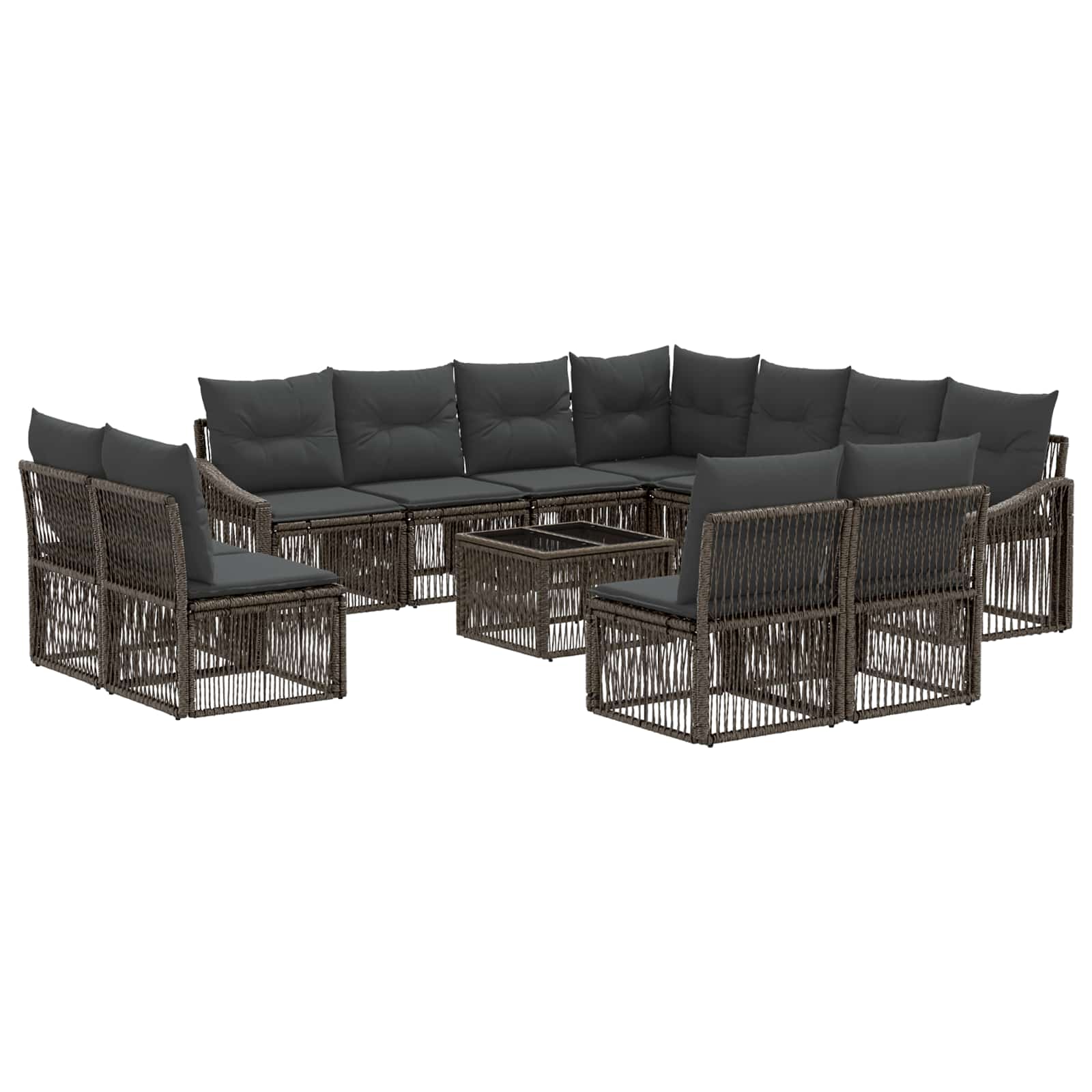 vidaXL Tuinbankenset 12 pcs Zwart poly rattan