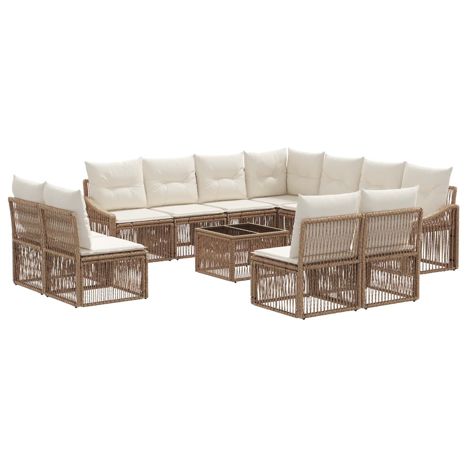 vidaXL Tuinbankenset 12 pcs Zwart poly rattan