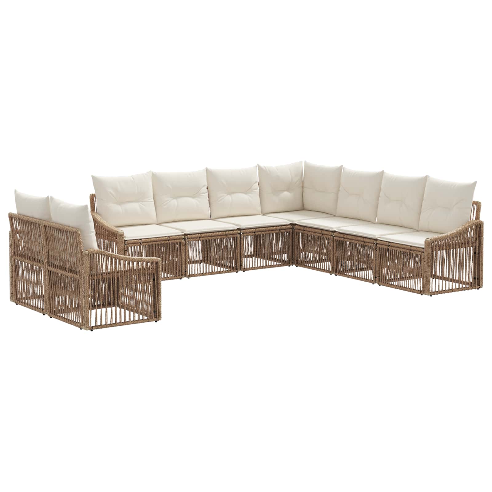 vidaXL Tuinbankenset 10 pcs Zwart poly rattan