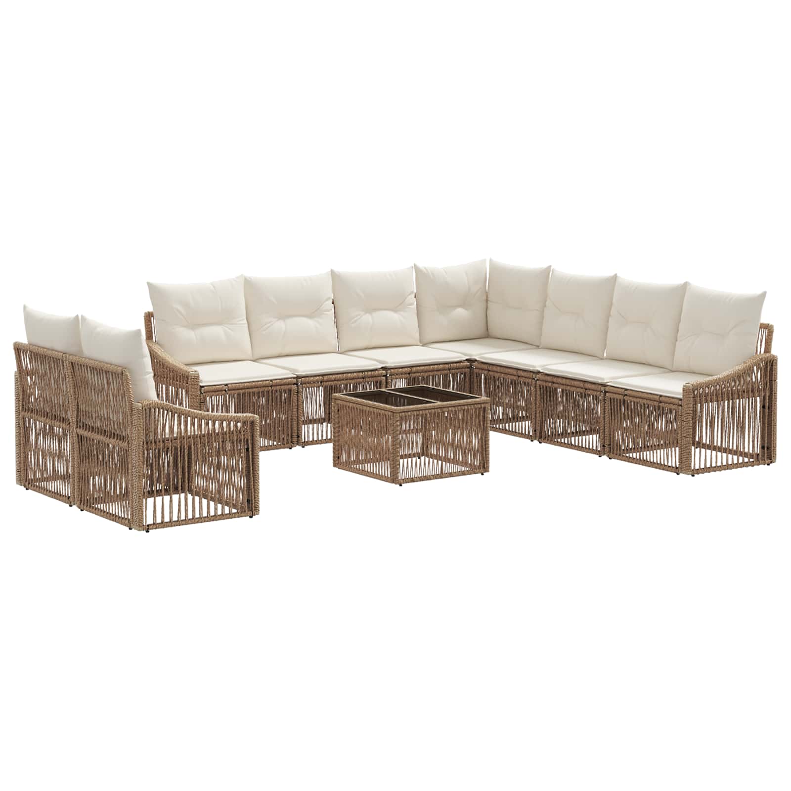 vidaXL Tuinbankenset 10 pcs Zwart poly rattan
