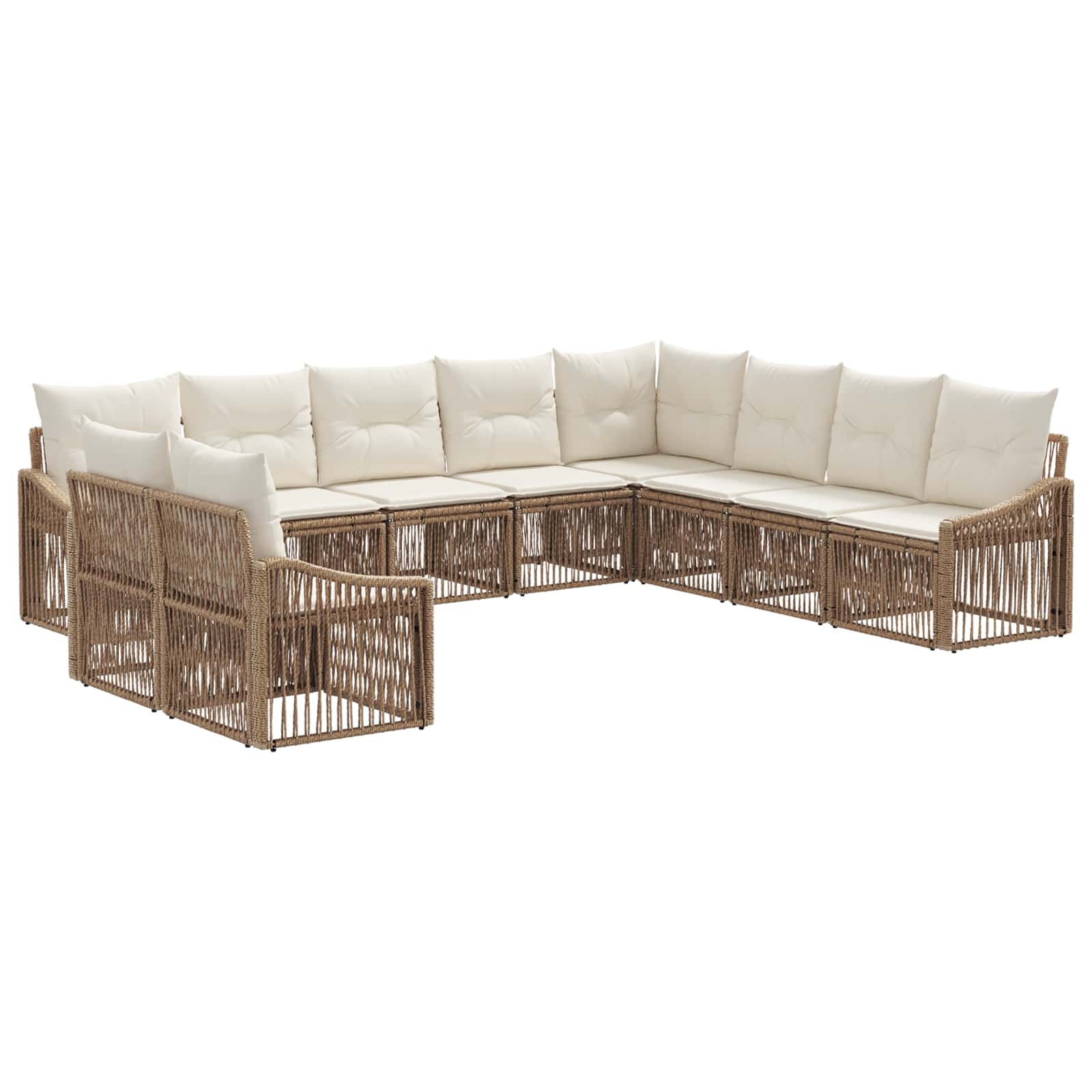 vidaXL Tuinbankenset 11 pcs Zwart poly rattan