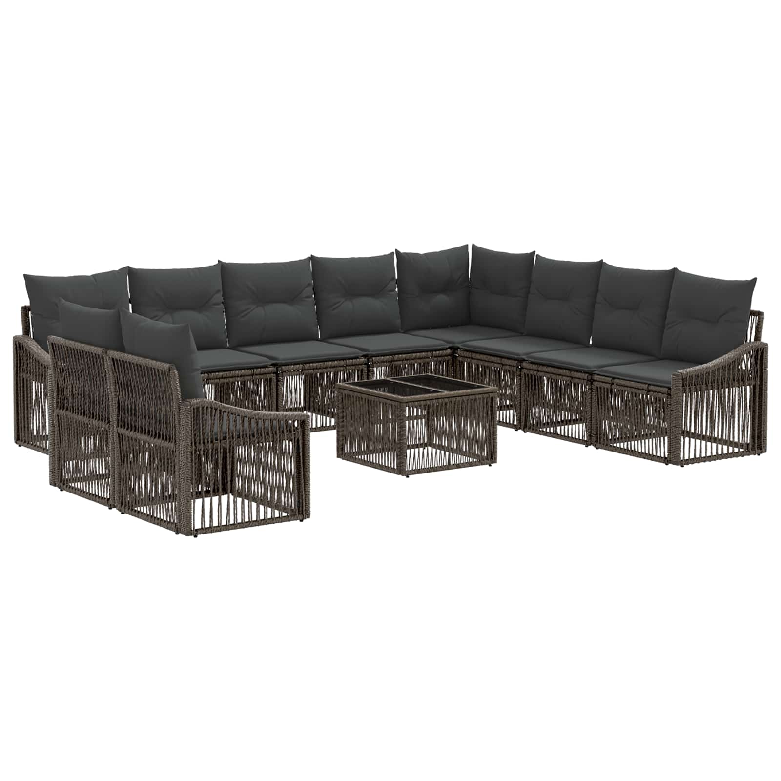 vidaXL Tuinbankenset 11 pcs Zwart poly rattan
