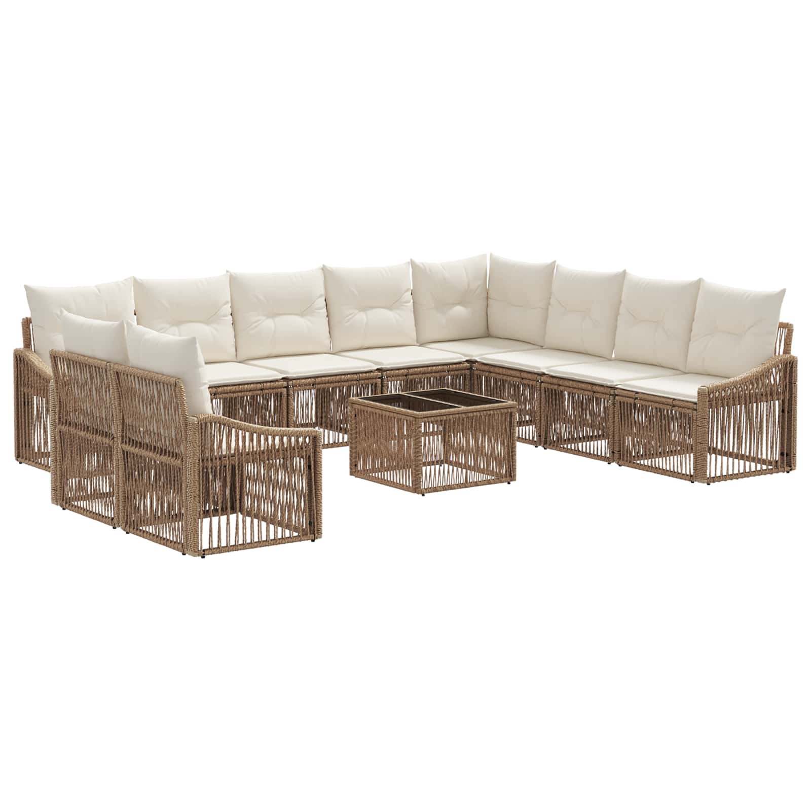 vidaXL Tuinbankenset 11 pcs Zwart poly rattan