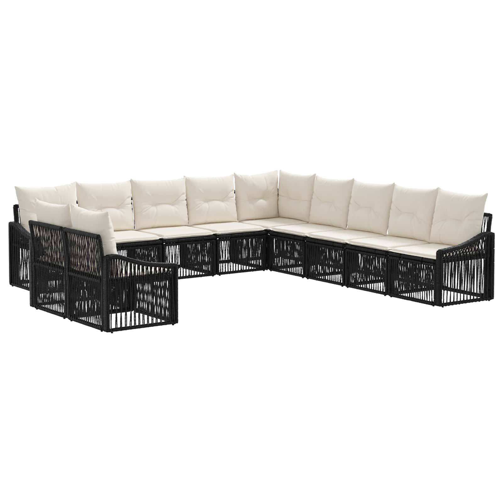 vidaXL Tuinbankenset 12 pcs Zwart poly rattan
