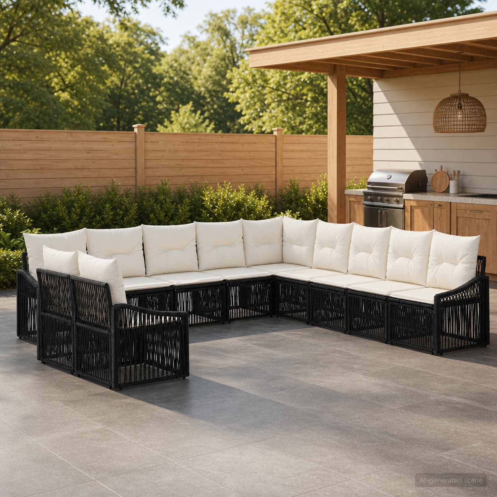 vidaXL Tuinbankenset 12 pcs Zwart poly rattan