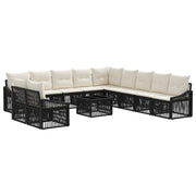 vidaXL Tuinbankenset 12 pcs Zwart poly rattan