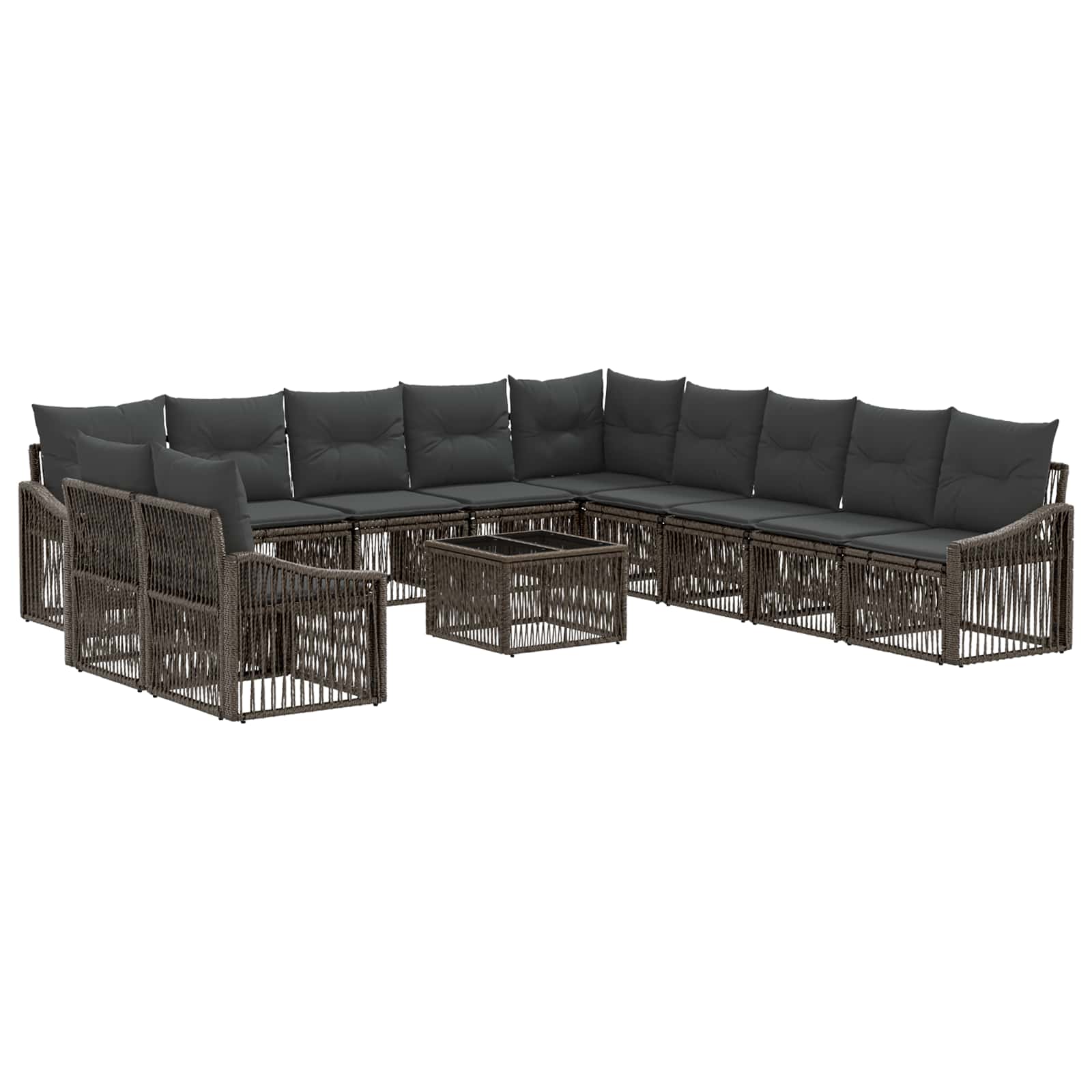 vidaXL Tuinbankenset 12 pcs Zwart poly rattan