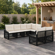 vidaXL Tuinbankenset 7 st 7-Aantal zitplaatsen Zwart poly rattan