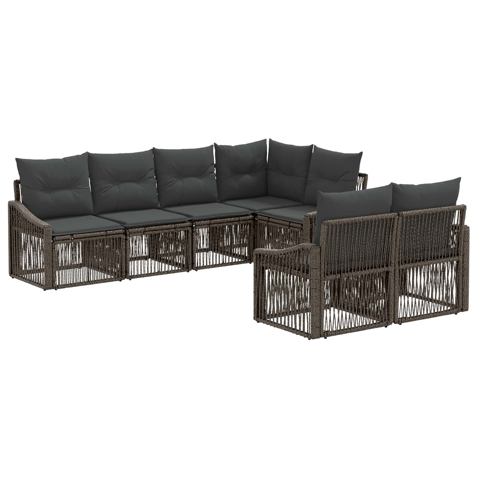 vidaXL Tuinbankenset 7 st 7-Aantal zitplaatsen Zwart poly rattan