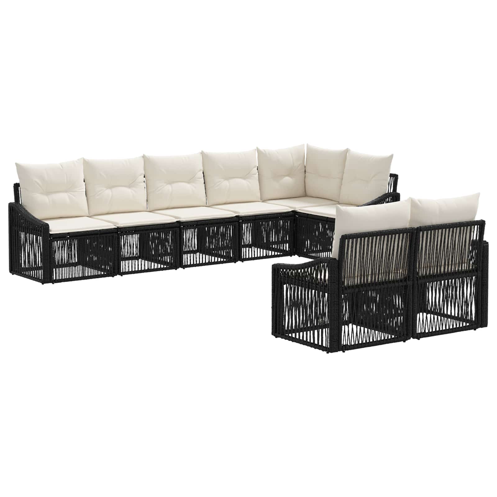 vidaXL Tuinbankenset 9 pcs Zwart poly rattan