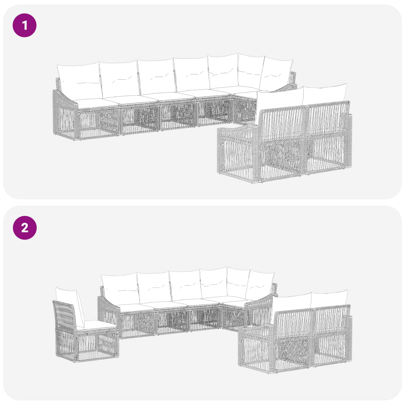 vidaXL Tuinbankenset 9 pcs Zwart poly rattan