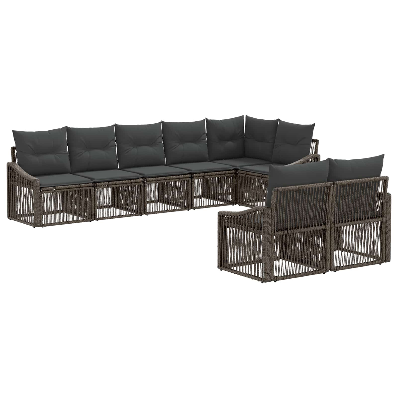 vidaXL Tuinbankenset 9 pcs Zwart poly rattan