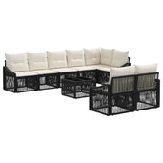 vidaXL Tuinbankenset 9 pcs Zwart poly rattan